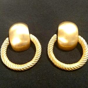 Brushed Gold Tone Clip on Earrings